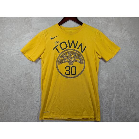 Nike Golden State Warriors Stephen Curry 30 The Town Yellow Shirt Size Small - Picture 1 of 8